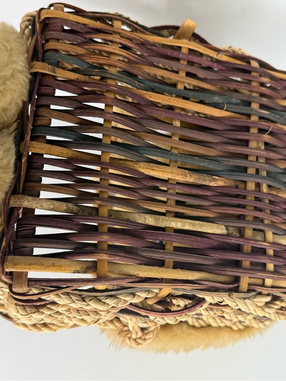 Bear Plush Basket Interwoven Nursery 90’s Country Kitchen Amish Brown